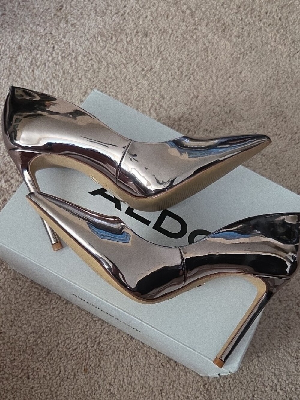 ALDO Metallic Bronze Pointed Leather Pumps - Picture 3 of 5
